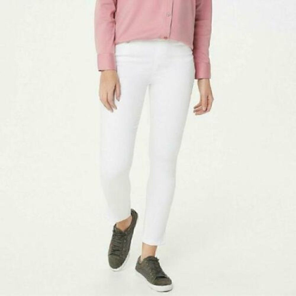 Martha Stewart Knit Denim Ankle Jeans w/ Zipper Detail Sz 8